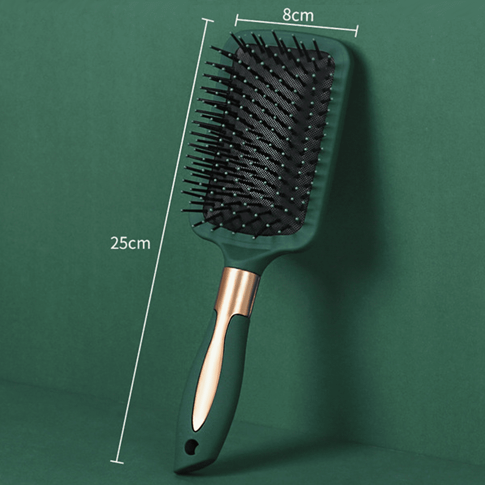 BEAUTY BAR KATY Расческа ПРЯМОУГОЛЬНАЯ массажная, цвет матовый опаловый зелёный, 25х8 см