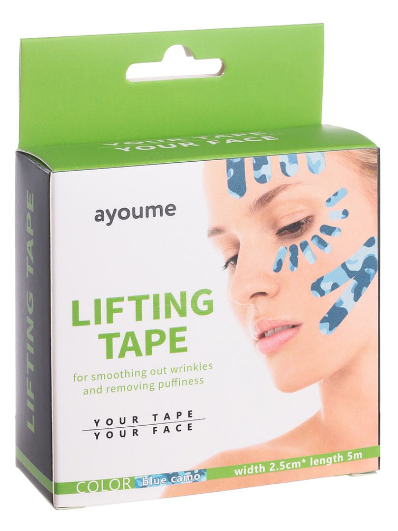 Ayoume Тейп для лица 2,5см*5м камуфляж голубой Kinesiology tape roll