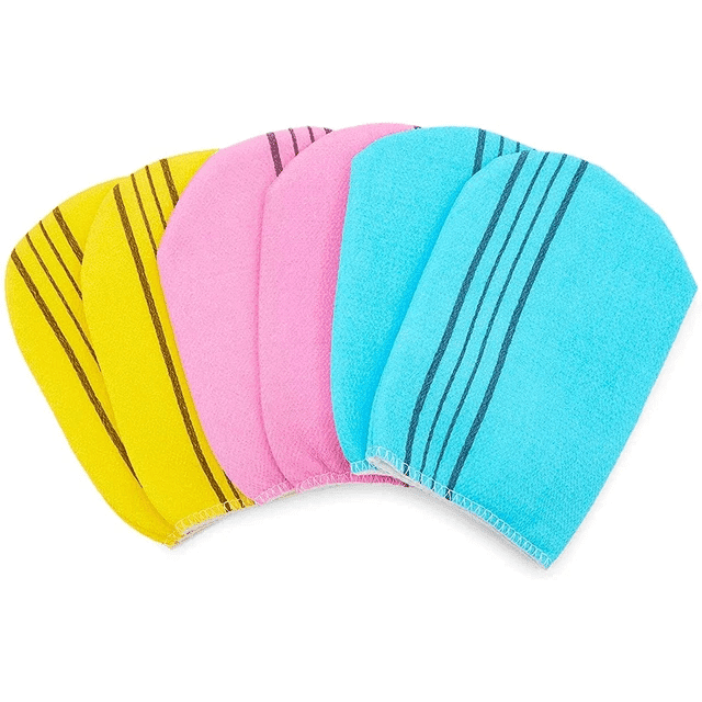 Glove Towel_Plastic Packaging Round Exfoliating Мочалка варежка круглая Цвет — тиффани 13*19 см