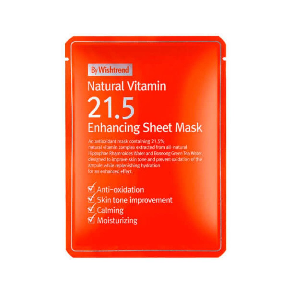 By Wishtrend Маска тканевая витаминная — Natural vitamin 21,5% enchancing sheet mask, 23мл