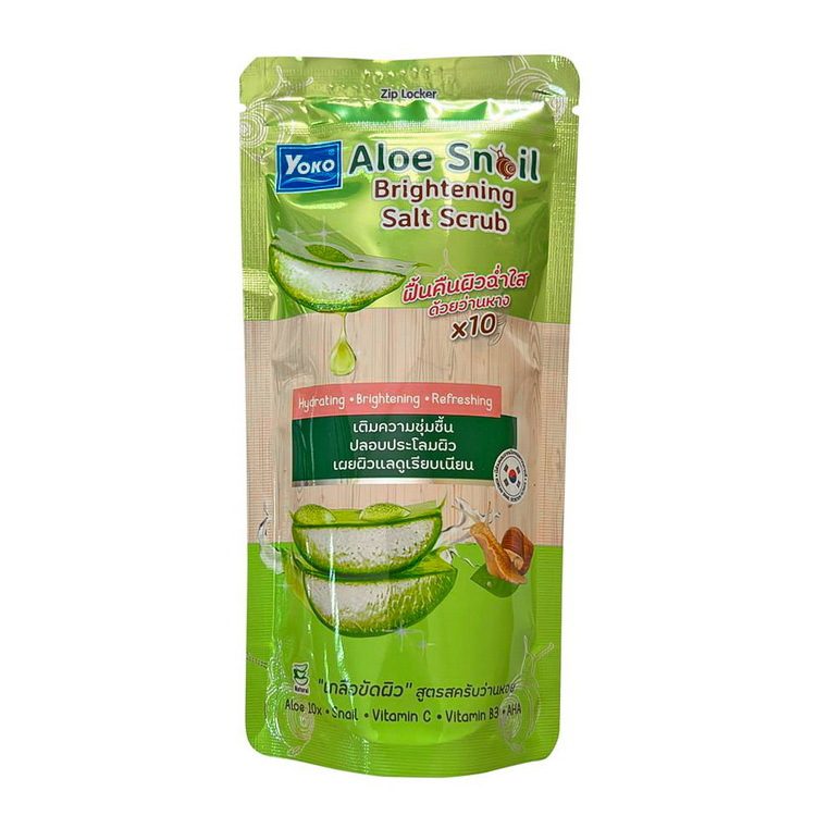 YOKO Скраб для тела солевой АЛОЕ ВЕРА И МУЦИН УЛИТКИ Aloe Snail Brightening Salt Scrub, 300 гр