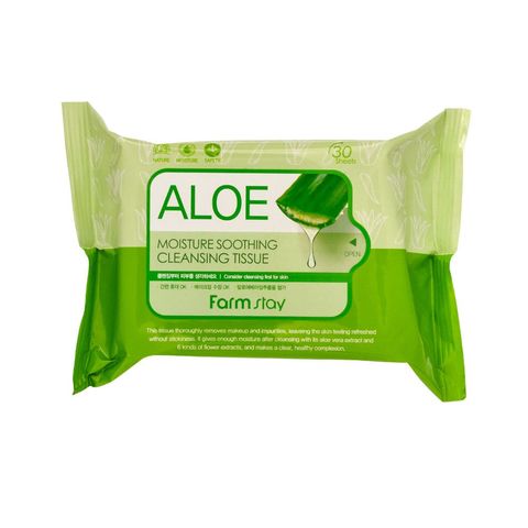 FarmStay Aloe Moisture Soothing Cleansing Tissue Очищающие увлажняющие салфетки экстракт алоэ 30шт
