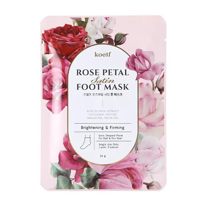 KOELF Маски-носочки для ног «роза» — Rose petal satin foot mask, 16г