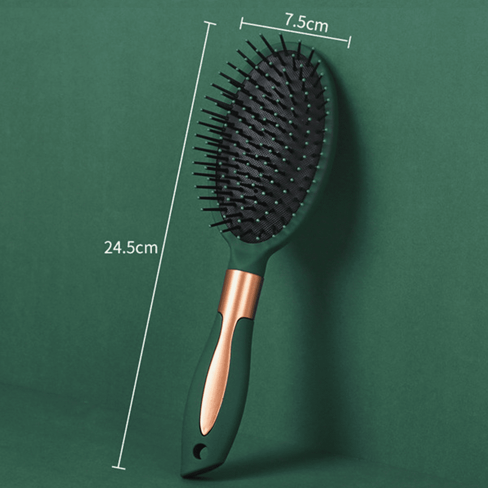 BEAUTY BAR KATY Расческа ОВАЛЬНАЯ массажная, цвет матовый опаловый зелёный, 24,5х7,5 см