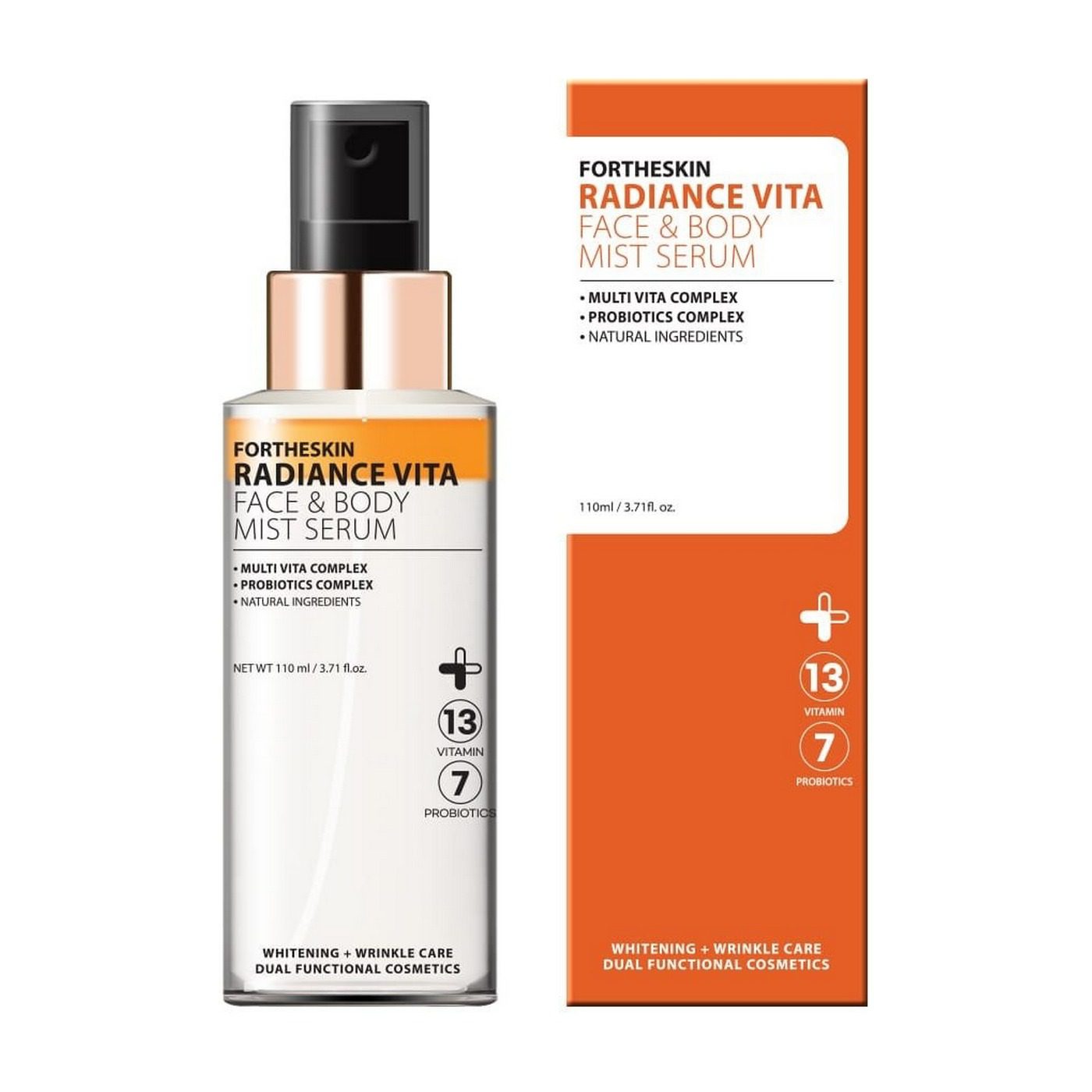 FOR THE SKIN Radiance Vita Face & Body Mist Serum,Спрей-сыворотка для лица и тела содержит ко