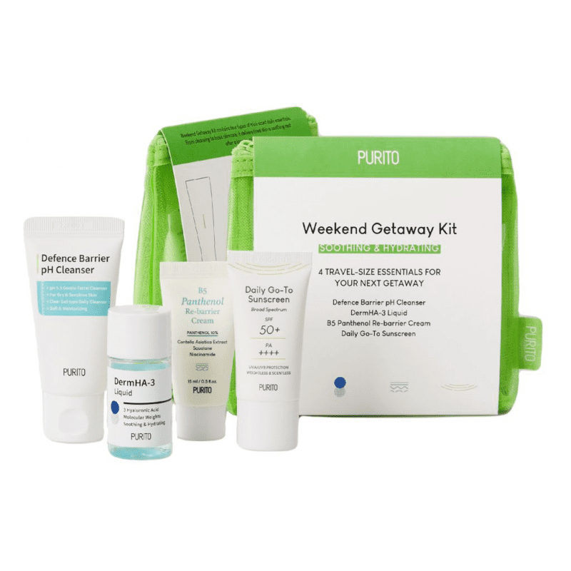 PURITO Набор миниатюр средств с центоллой без масел, в косметичке/Weekend Getaway Kit, 80ml PURITO Набор миниатюр средств с центоллой без масел, в косметичке/Weekend Getaway Kit, 80ml