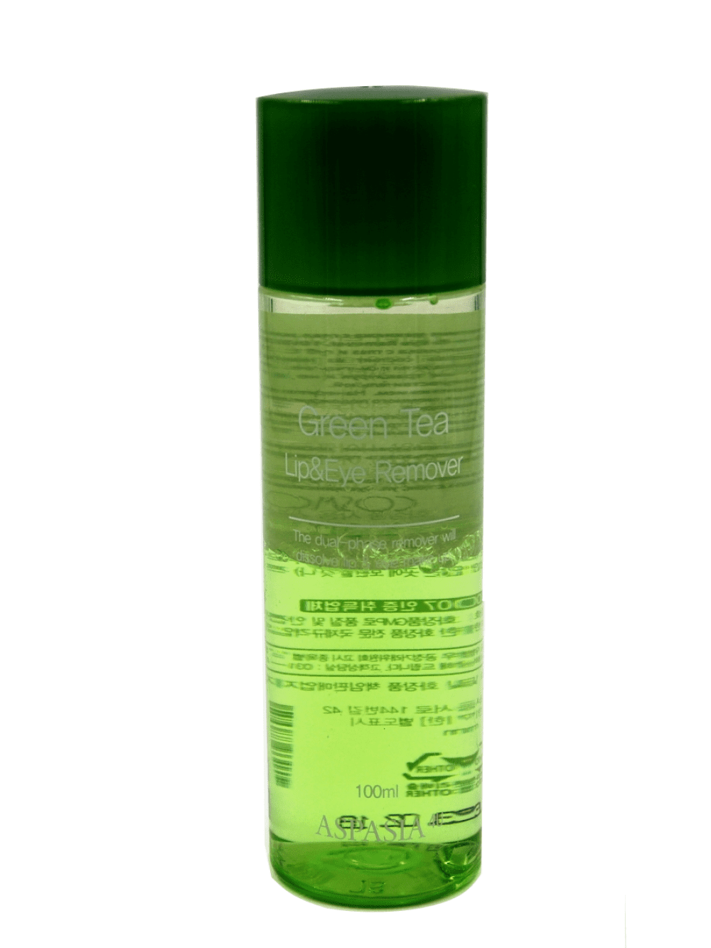 ASPASIA Green Tea Lip & Eye Remover Средство для снятия макияжа с губ и глаз с зеленым чаем, 100 мл