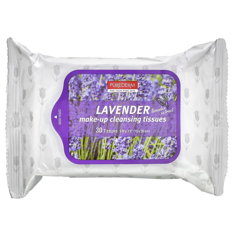 Purederm Салфетки очищающие/снятия макияжа с ароматом лаванды/Cleansing Make-Up Tissues Lavender30шт