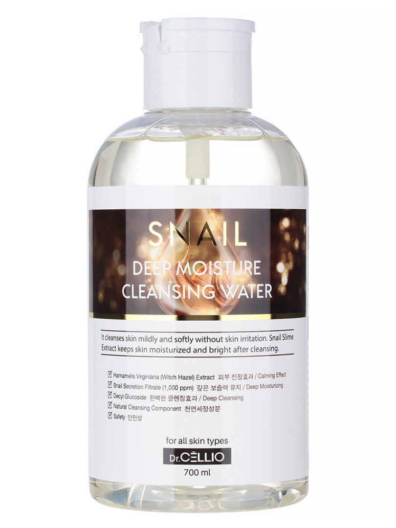 Dr.CELLIO Snail deep moisture cleansing water Очищающая вода для лица с муцином улитки 700ML