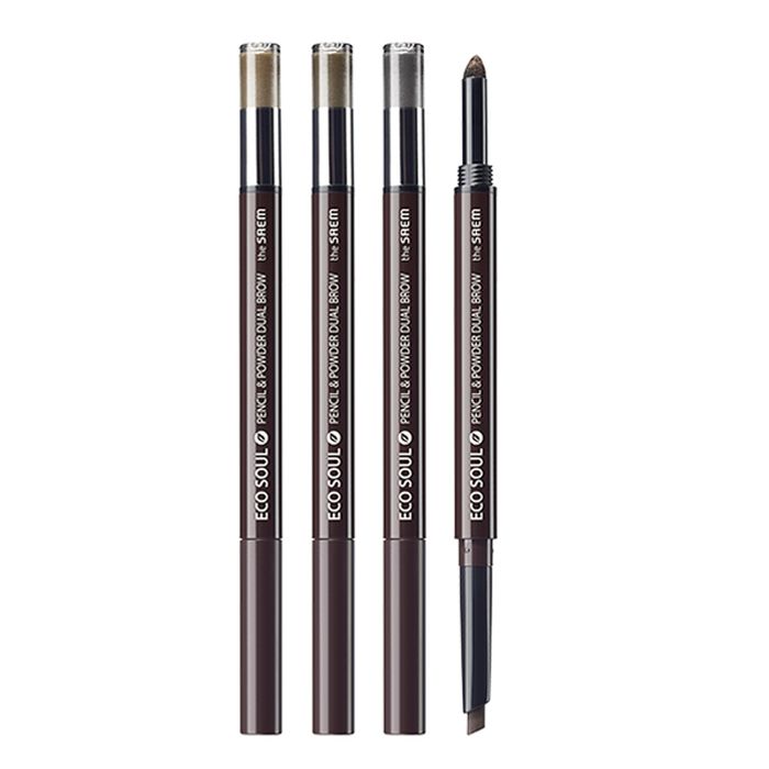 THE SAEM Карандаш-пудра для бровей Eco Soul Pencil & Powder Dual Brow 04 Medium Brown 0,5гр