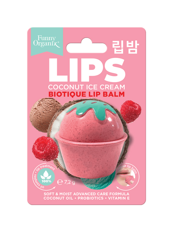 FUNNY ORGANIX Бальзам для губ увлажняющий COCONUT ICE CREAM Biotique Lip Balm, 7,2 г