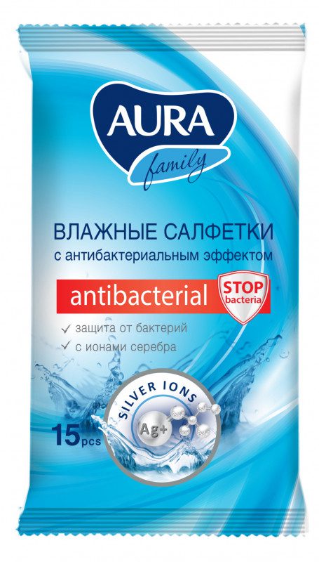 11f02d96b6ec11ef9104fa163ecc0059_efb74318162c11f08af0fa163ecc0059 AURA Влажные салфетки с антибактер. эффектом BEAUTY/FAMILY 15шт.