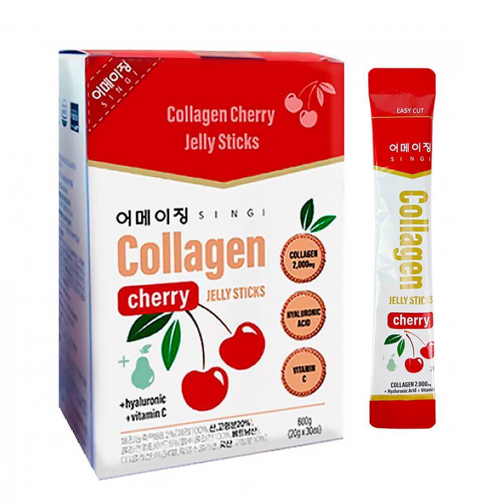 БДЖ SINGI Желе коллагеновое с вишней COLLAGEN CHERRY JELLY STICKS (20g х 10шт)