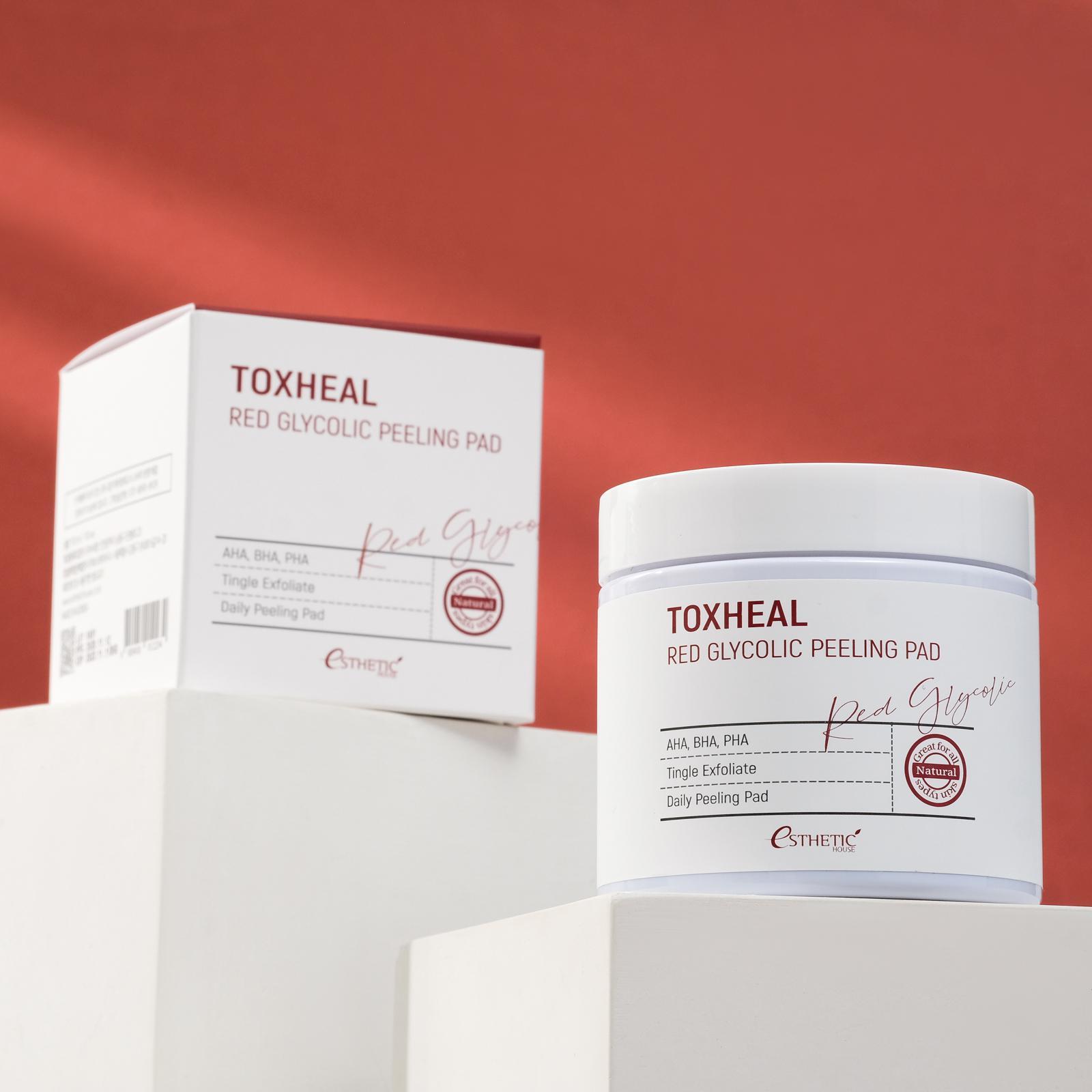 ESTHETIC HOUSE Пилинг-подушечки МИНДАЛЬНЫЕ Toxheal Red Glyucolic Peeling Pad, 100 мл (100 шт)