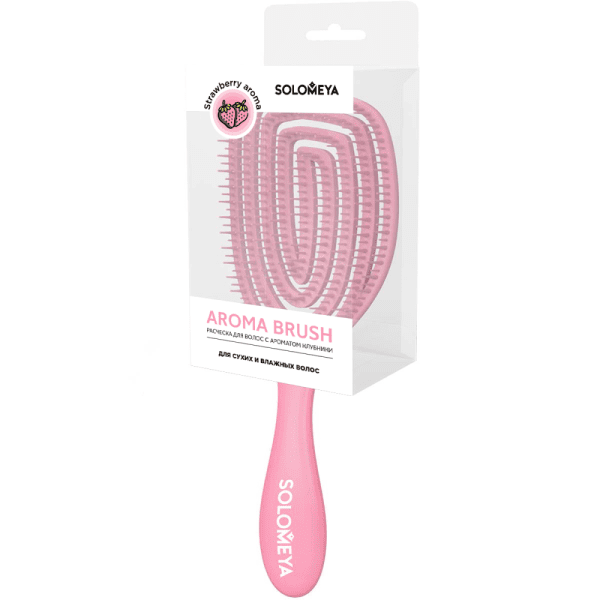 SOLOMEYA Расческа для сухих и влажных волос АРОМАТ КЛУБНИКИ овальная Solomeya Wet Detangler Brush Ov