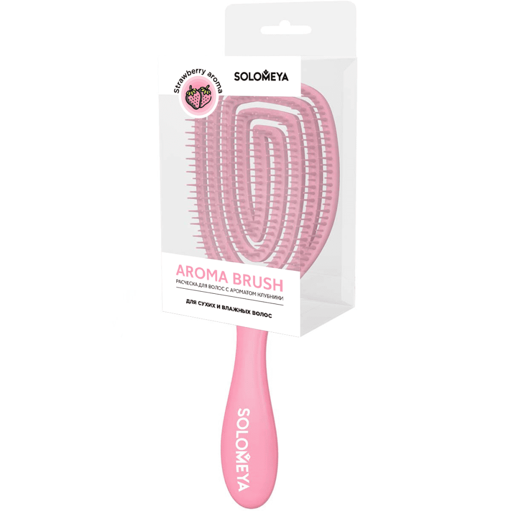 SOLOMEYA Расческа для сухих и влажных волос АРОМАТ КЛУБНИКИ овальная Solomeya Wet Detangler Brush Ov