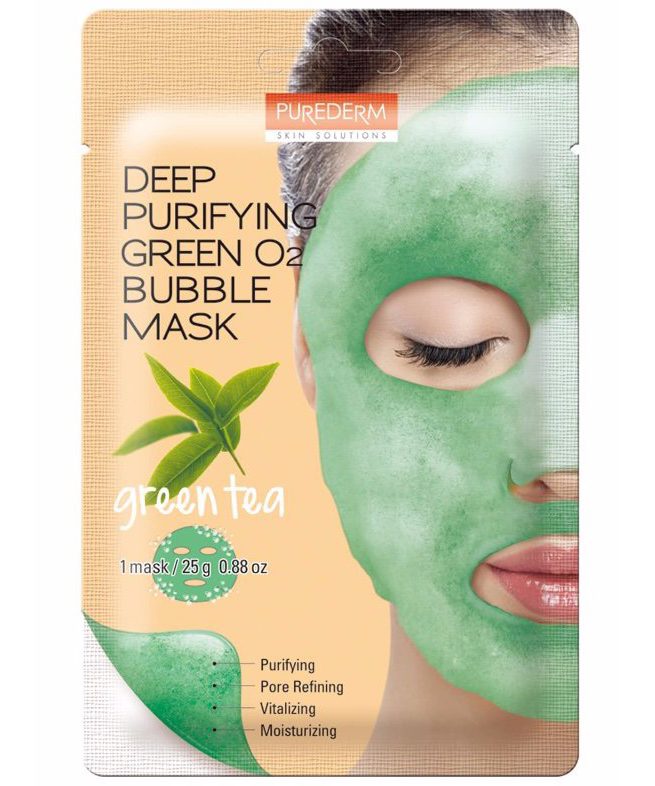 Purederm Увлажняющая кислородная маска/Deep Purifying Green O2 Bubble Mask Green Tea 25 гр