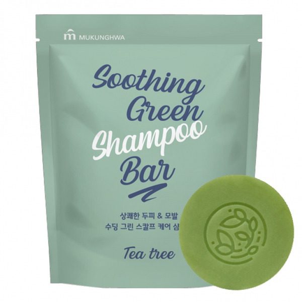 Mukunghwa Шампунь в виде мыла с ароматом чайного дерева/Soothing Green Shampoo Bar  120гр
