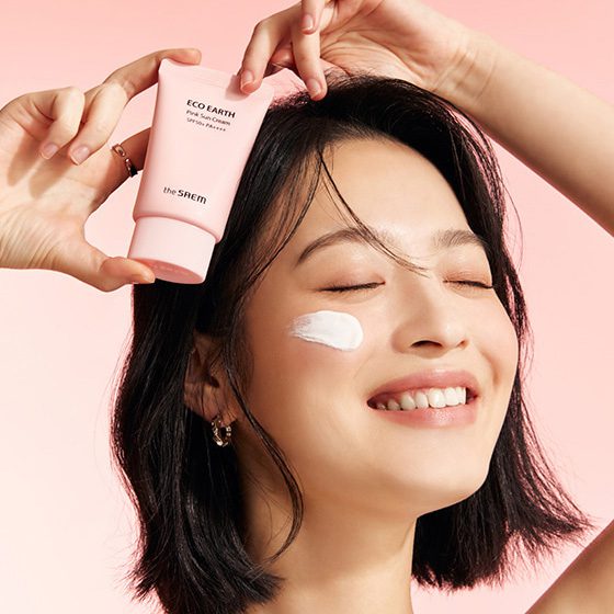 THE SAEM Солнцезащитный крем Eco Earth Pink Sun Cream EX SPF50+ PA++++ 50 г