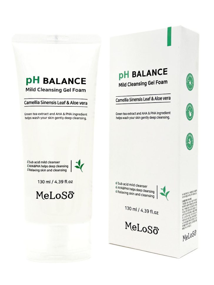 Meloso pH Balance Mild Cleansing Gel Foam Очищающая пенка для лица с экстрактом камелии и алоэ, 130