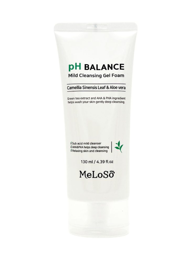 Meloso pH Balance Mild Cleansing Gel Foam Очищающая пенка для лица с экстрактом камелии и алоэ, 130