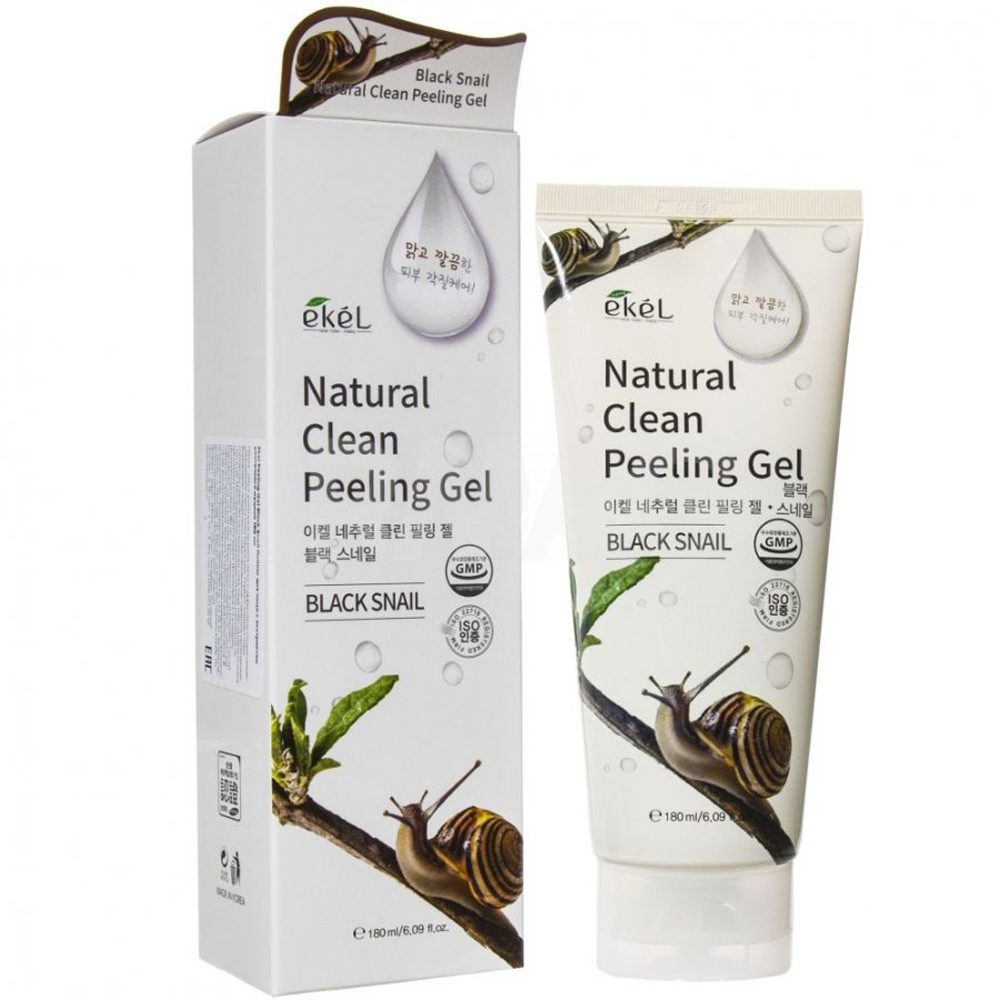 Ekel Пилинг-скатка с муцином черной улитки - Natural clean peeling gel black snail, 180мл