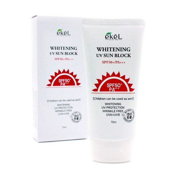 Ekel Солнцезащитный крем для лица с муцином улитки/Whitening UV sun block 70ml SPF50+PA+++