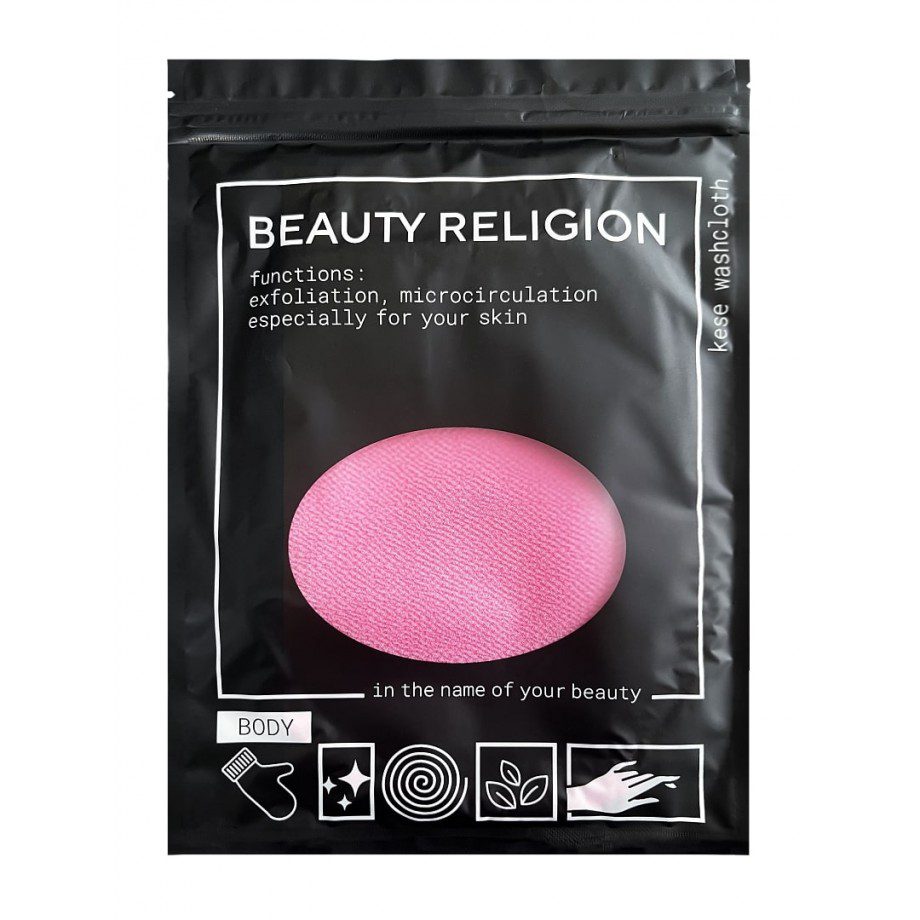 BEAUTY RELIGION Мочалка кесе для тела в форме рукавицы Розовая Kese Whashcloth Pink