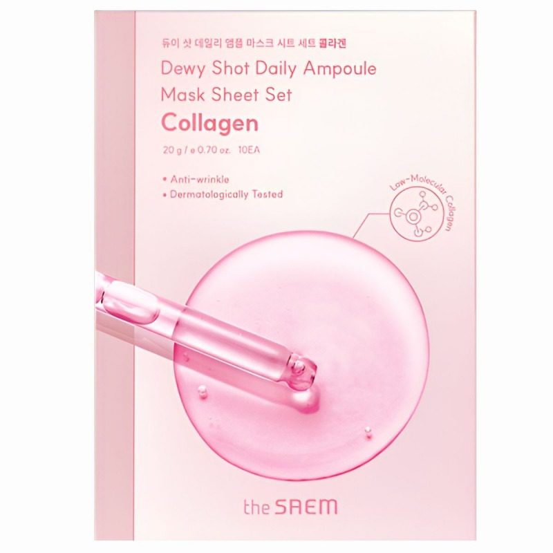 THE SAEM Маска на тканевой основе Dewy Shot Daily Ampoule Mask Sheet Set Collagen 20г