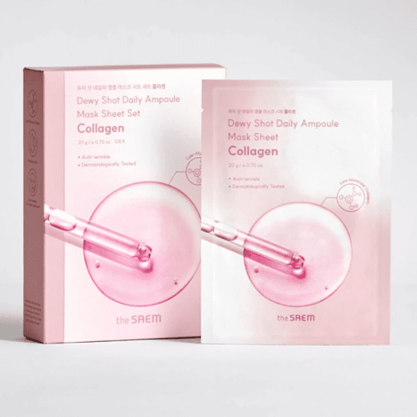 THE SAEM Маска на тканевой основе Dewy Shot Daily Ampoule Mask Sheet Set Collagen 20г