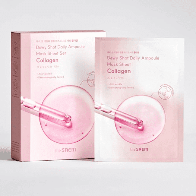 THE SAEM Маска на тканевой основе Dewy Shot Daily Ampoule Mask Sheet Set Collagen 20г