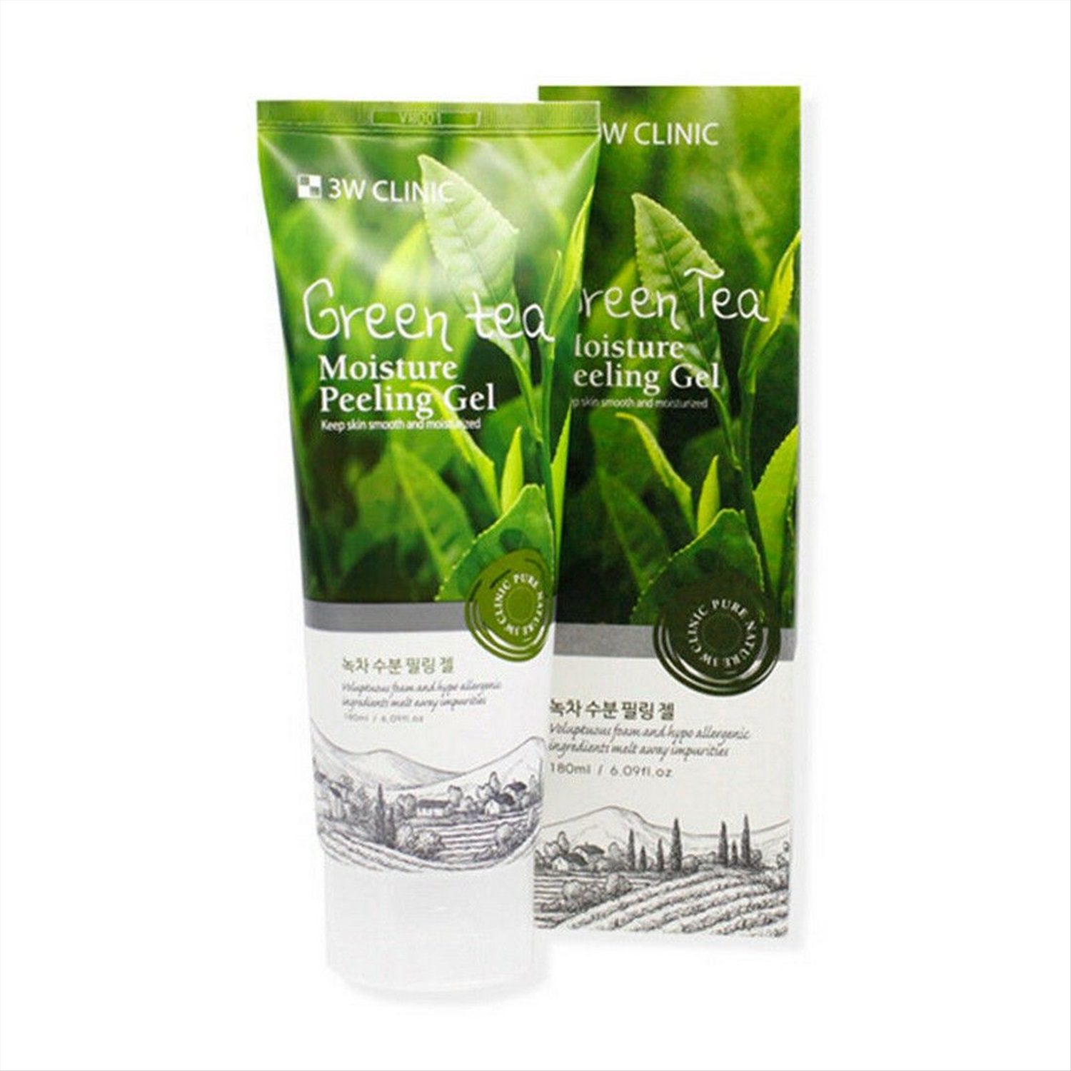3W Clinic Пилинг гель для лица с экстрактом зеленого чая 3W Clinic Green tea Moisture Peeling Gel