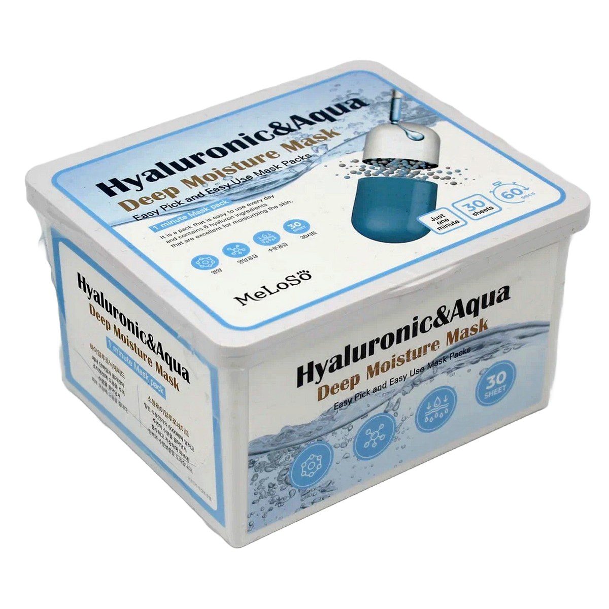 Meloso Hyaluronic&Aqua Deep Moisture Mask Увлажняющая маска с гиалуроновой кислотой и водой, 30 шт