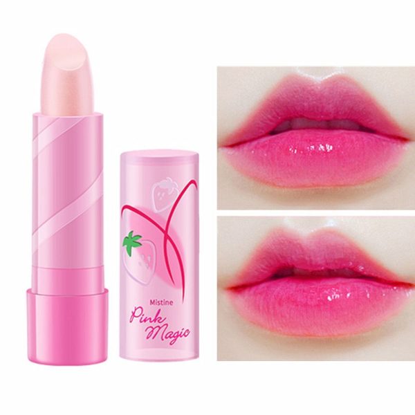 MISTINE Бальзам для губ ПРОЯВЛЯЮЩИЙСЯ с ароматом клубники Pink Magic Lip, 3.7 г