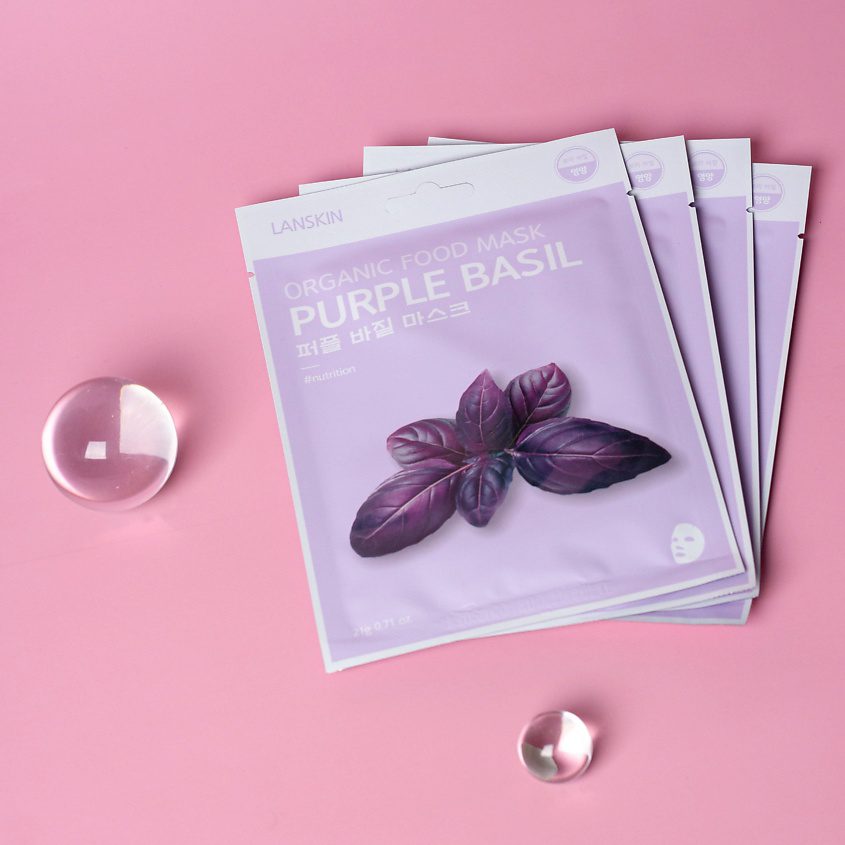 LanSkin Маска тканевая для лица с базиликом - purple basil organic food mask, 21г