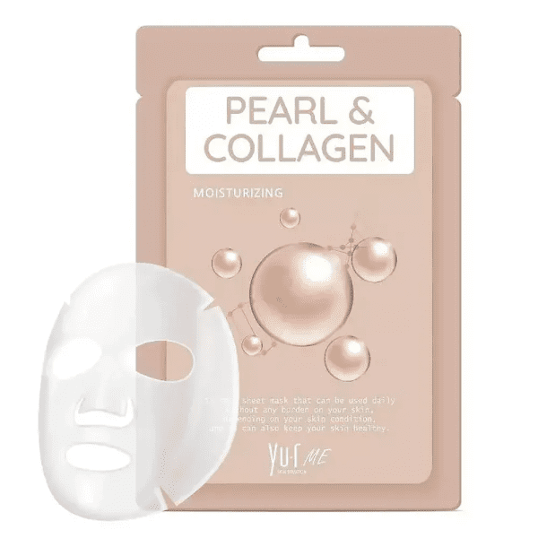 YU.R ME Маска тканевая с коллагеном и экстрактом жемчуга – Pearl & collagen sheet mask, 1шт