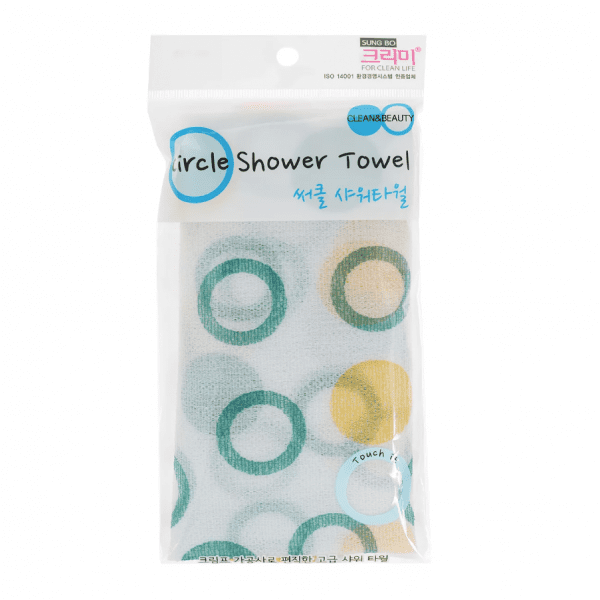 SANGBO CLEAN&BEAUTY Мочалка для душа (28х95) Circle Shower Towel зелёный