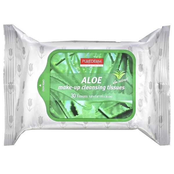Purederm Салфетки для снятия макияжа с экстрактом алоэ/Tissues Make-Up Cleansing Aloe 145гр(30шт)