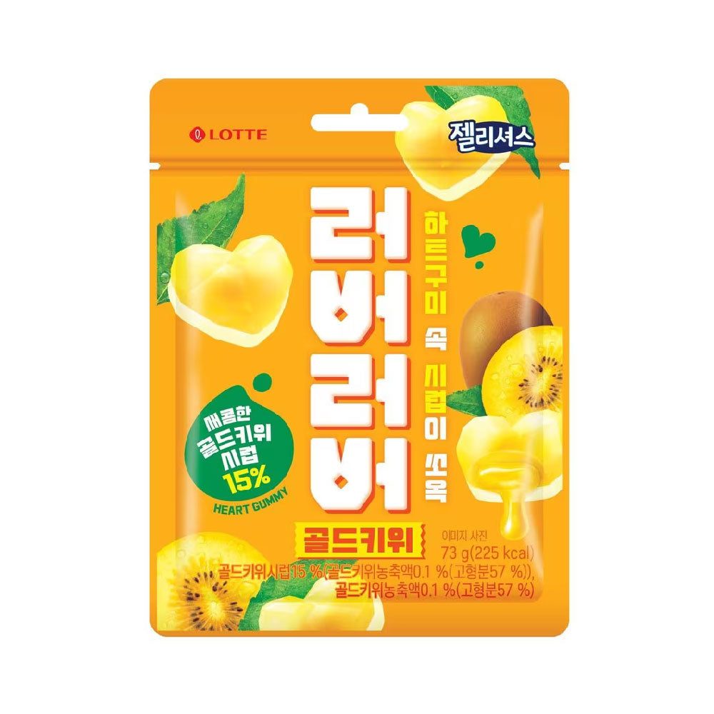 LOTTE Lover Lover Gold Kiwi, 73g - Жевательный мармелад со вкусом киви