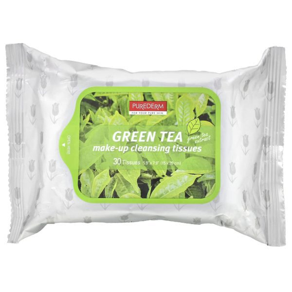 Purederm Cалфетки очищающие для снятия макияжа с зелёным чаем/Make-up Cleansing Tissues Green Tea 3