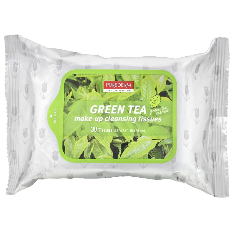 Purederm Cалфетки очищающие для снятия макияжа с зелёным чаем/Make-up Cleansing Tissues Green Tea 3