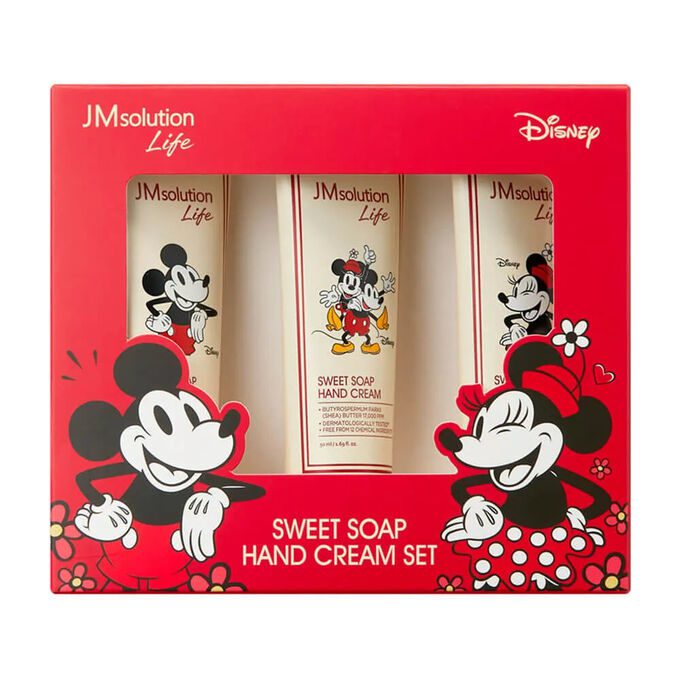 JM SOLUTION LIFE DISNEY SWEET SOAP HAND CREAM SET Крем для рук «Душистое Мыло» (Минни) набор 50мл*3ш