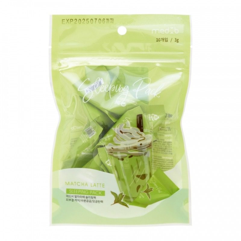 MED B Маска для лица успокаивающая ночная ЧАЙ МАТЧА Matcha Latte Sleeping Pack, 3 гр * 1 шт