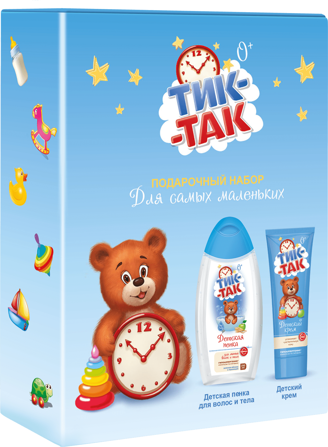 СВОБОДА Подарочный набор ТИК-ТАК «Для самых маленьких» Детская пенка/волос и тела 250мл+крем 75г