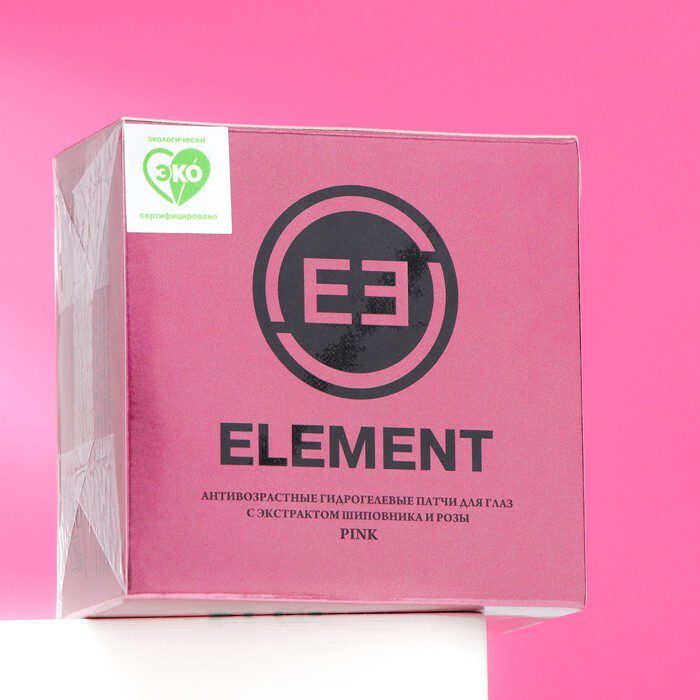 ELEMENT Гидрогелевые патчи для глаз ШИПОВНИК и РОЗА антивозрастные Pink, 60 шт., 85 гр