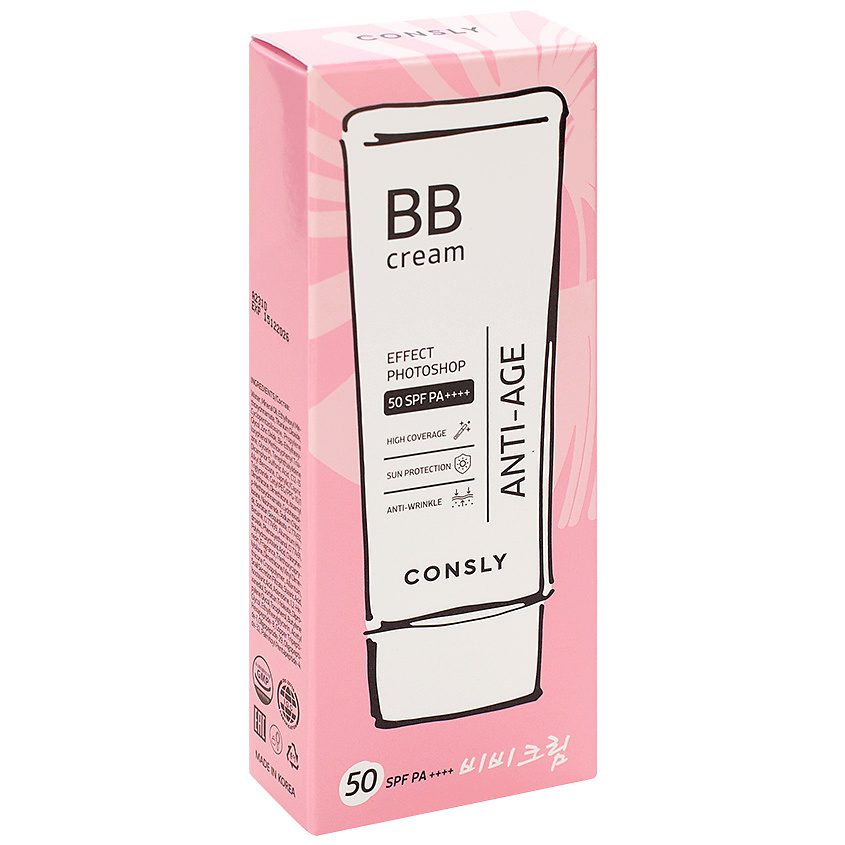 Consly Крем BB антивозраст эффект фотошопа натур беж/BB CREAM PHOTOSHOP ANTI-AGE SPF50/PA++++50ml