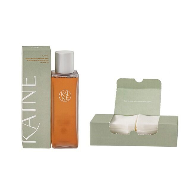 KAINE Kombu Balancing Ampoule Toner Тонер с комбучей в красивом наборе с ватными пэдами (150 мл)