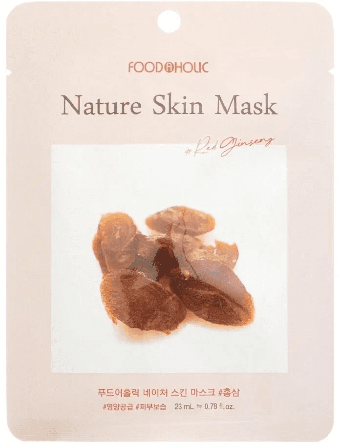 FOODAHOLIC NATURE SKIN MASK #RED GINSENG Тканевая маска для лица с экстрактом красного женьшеня 25г