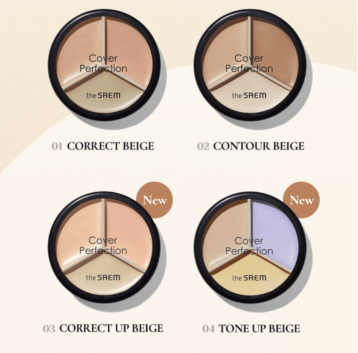 THE SAEM Консилер Cover Perfection Triple Pot Concealer 01 Correct Beige THE SAEM Консилер Cover Perfection Triple Pot Concealer 01 Correct Beige