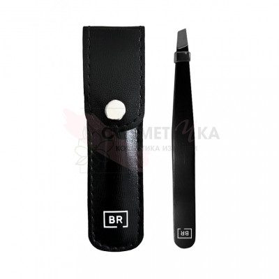 BEAUTY RELIGION Пинцет для бровей Черный в чехле Bevel-Edged Tweezers In Carrying Case Black